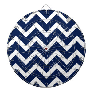 Navy Blue & White Chevron Zigzag Pattern Dartboard
