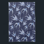 Navy Blue White Chinoiserie Chic Bird Mosaic Tile Tea Towel<br><div class="desc">"Navy Blue White Chinoiserie Chic Bird Mosaic Tile Kitchen Towel." These swallows were painted in acrylic watercolor then graphically designed into "broken tile artwork" for a fun and fanciful twist on traditional English style. A mix and match collection of coordinating designs are available. All art used to print this product...</div>