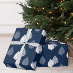 Navy Blue White Christmas Tree Pattern Wrapping Paper<br><div class="desc">This simple Christmas tree pattern wrapping paper roll features a modern navy blue and white design. A unique way to wrap your holiday presents this festive season. You can change the background colour to any of your choice.</div>