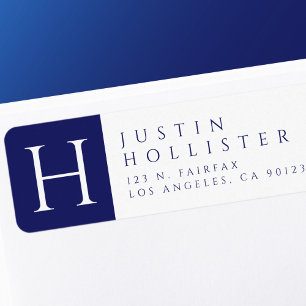 Navy Blue & White Classy Return Address Label