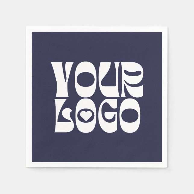 Navy Blue & White Corporate Business Logo Napkin (Front)