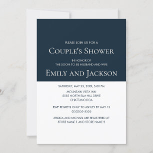 Navy Blue White Couple's Bridal Shower Invitation