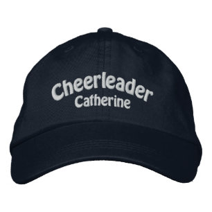 Navy Blue & White Custom Cheerleader's Embroidered Hat