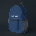 Navy blue white Custom Name Kids Backpack<br><div class="desc">Easily personalise this simple and cool kids backpack adding your name or custom text. A cool and modern design in navy blue and white featuring clear sans serif font, for a modern, professional and edgy look, perfect as custom gift for college students, high school, kids. The backpack can be customised...</div>