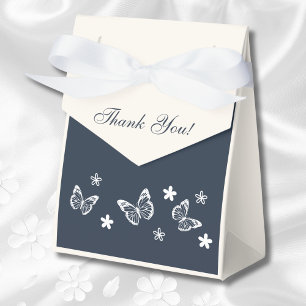 Navy Blue White Daisy Butterfly Bridal Shower Favour Box