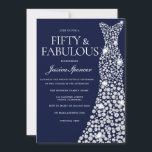 Navy Blue White Diamond Dress 50th Birthday Party Invitation<br><div class="desc">Navy Blue White Diamond Dress 50th Birthday Party Fifty & Fabulous Invite

Variations to the invitation and matching items in our store</div>