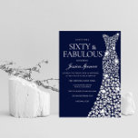 Navy Blue White Diamond Dress 60TH birthday Party Invitation<br><div class="desc">Navy Blue White Diamond Dress 60th Birthday Party Sixty & Fabulous Invite

Variations to the invitation and matching items in our store</div>