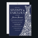 Navy Blue White Diamond Dress 70TH birthday Party Invitation<br><div class="desc">Navy Blue White Diamond Dress 70TH birthday Party Seventy & Fabulous Invite

Variations to the invitation and matching items in our store</div>