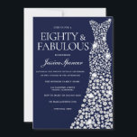 Navy Blue White Diamond Dress 80th Birthday Party Invitation<br><div class="desc">Navy Blue White Diamond Dress 80th Birthday Party Eighty & Fabulous Invite

Variations to the invitation and matching items in our store</div>