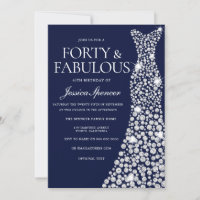 Navy Blue White Dress 40th Fabulous Birthday Party