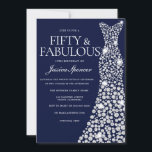 Navy Blue White Dress 50th Fabulous Birthday Party Invitation<br><div class="desc">Navy Blue White Dress 50th Fabulous Birthday Party Invitation

Variations to the invitation and matching items in our store</div>