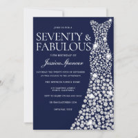 Navy Blue White Dress 70th Fabulous Birthday Party