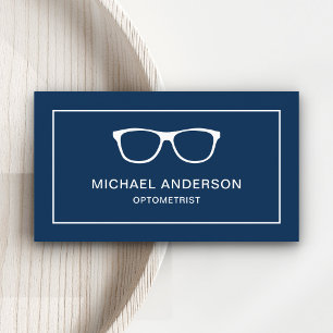 Navy Blue White Eyeglasses Eye Doctor Optometrist Business Card