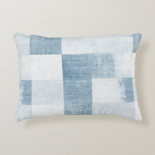 Navy Blue White Faux Denim Jean Stripes Decorative Cushion