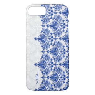 Navy Blue & White Floral Damasks iPhone 8/7 Case