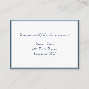 Navy Blue / White Framed Wedding RSVP Reception Enclosure Card