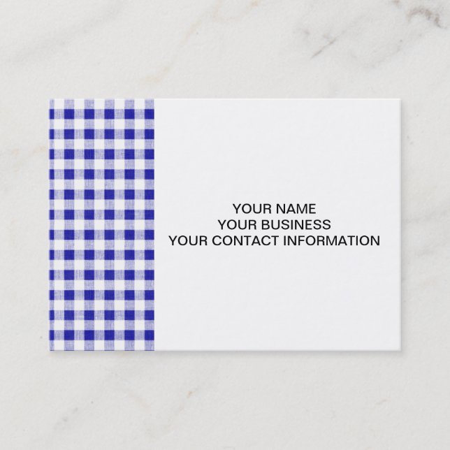Navy Blue White Gingham Pattern Business Card (Front)
