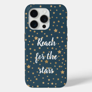 Navy Blue White Gold Stars  iPhone 15 Pro Case