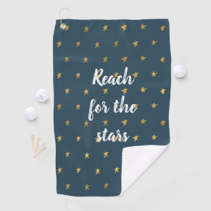 Navy Blue White Gold Stars Golf Towel