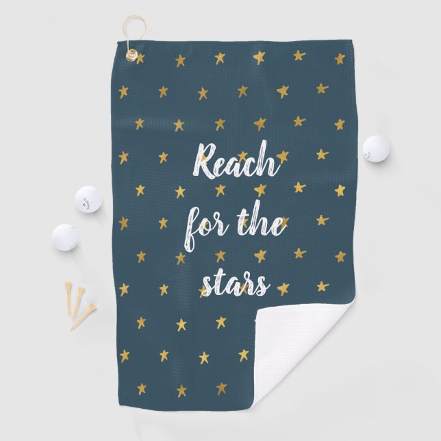 Navy Blue White Gold Stars  Golf Towel (InSitu)
