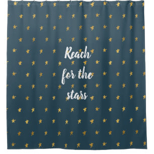 Navy Blue White Gold Stars  Shower Curtain