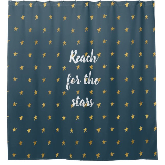 Navy Blue White Gold Stars  Shower Curtain (Front)