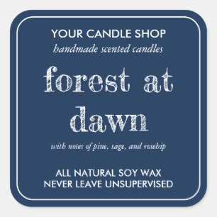 Navy Blue & White Handmade Scented Candle Square Sticker