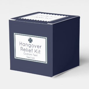 Navy Blue & White Hangover Relief Kit Favour Box