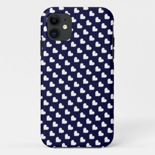 Navy Blue & White Heart Pattern iPhone 5 Case