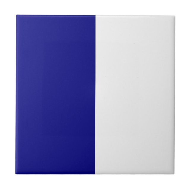 Navy Blue & White High School Colours Team Design Ceramic Tile (Front)