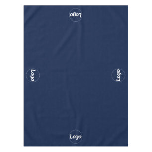 Navy Blue White Logo Business Promotional Tablecloth