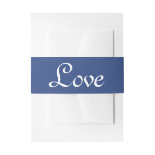 Navy Blue & White Love Wedding Band Invitation Belly Band