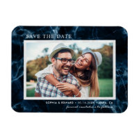 Navy Blue White Marble Save the Date Photo