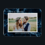 Navy Blue White Marble Wedding Thank You Magnet<br><div class="desc">An elegant navy blue white marble wedding thank you photo magnet.
For more advanced customisation of this design,  Please click the "Customise further" link.  Matching items are also available</div>