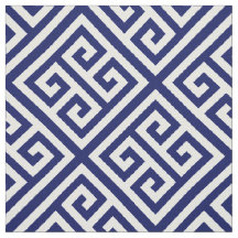 Navy Blue White Med Greek Key Diag T Pattern #1