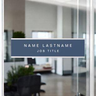 Navy Blue White Modern Elegant Professional Classy Door Sign