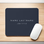 Navy Blue White Modern Elegant Professional Classy Mouse Pad<br><div class="desc">Custom Luxury Executive Navy Blue and White Minimalist Business Mousepad (Mouse Pad) with white lettered typography for the monogrammed add your own name and profession or job title. The Business Professional Name Plate can be customised with your name and job title. Please contact the designer for customised matching items.</div>