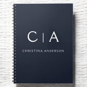 Navy Blue White Modern Elegant Professional Classy Notebook