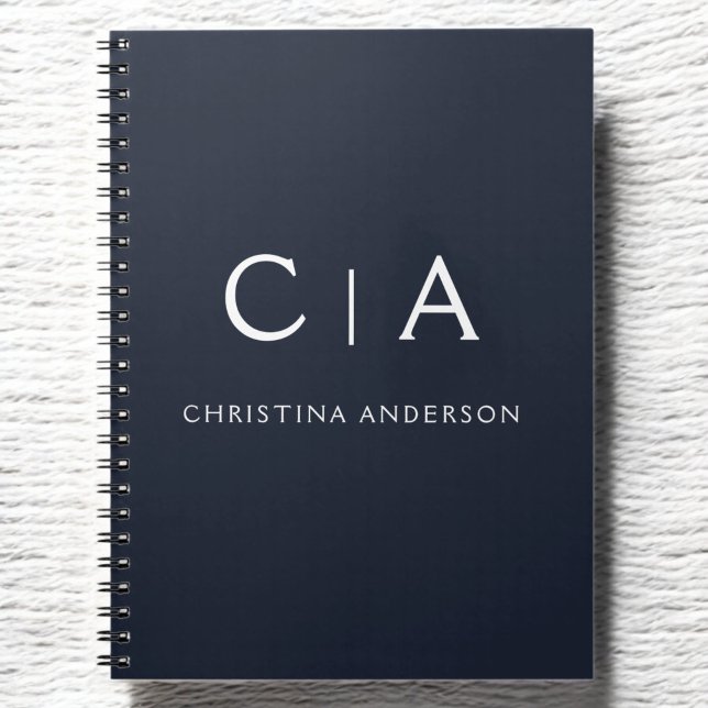 Navy Blue White Modern Elegant Professional Classy Notebook (Creator Uploaded)