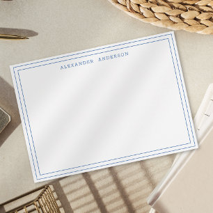 Navy Blue White Modern Professional Double Border Card