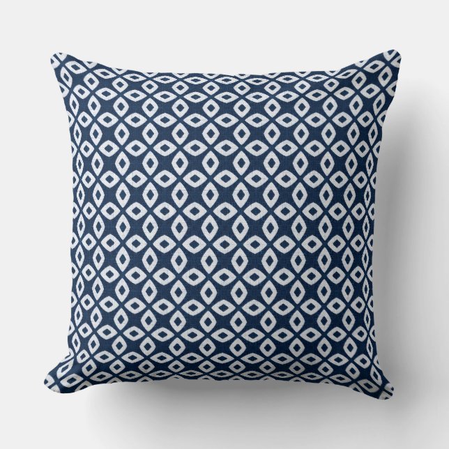 Navy Blue & White Modern Throw Pillow (Front)