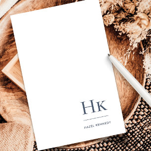 Navy Blue White Monogram Classic Personalised Stationery