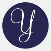 Navy Blue & White Monogram Initial Seals "Y""