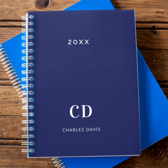 Navy blue white monogram name 2026 planner (Creator Uploaded)