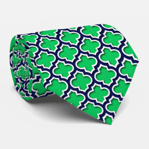 Navy Blue White Moroccan Quatrefoil Pattern #5 Tie