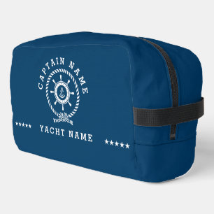 Navy Blue White Nautical Boat Wheel Knot Dopp Kit