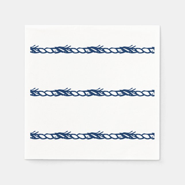 Navy Blue white nautical ropes pattern party Napki Napkin (Front)