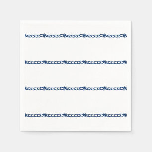 Navy Blue white nautical ropes pattern party Napkin
