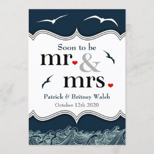 Navy Blue & White Nautical Wedding Invitations