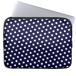 Navy Blue & White Polka Dot Laptop Sleeve